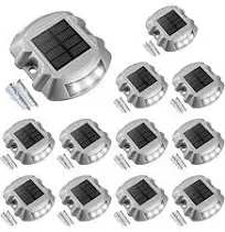 Solar Deck Lights Driveway Dock Lights,  8-Pack Led IP67 Waterproof Outdoor Warn