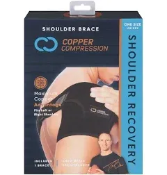 Copper Compression Recovery Shoulder Brace - One Size (Pack of 1), Black 