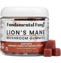 Organic Lion's Mane Mushroom Gummies | 90 Servings | Brain Health, Focus, Clarity, & Memory Mushroom Supplement Gummies | 90 Organic Lions Mane Gummies for Adults