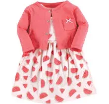 Hudson Baby Girls' Cotton Dress and Cardigan Set