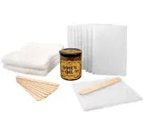 ODIE'S Oil Starter Kit Oil 9 Ounce Jar •10 Non-Woven White Applicator Pads •2 Terry Cloth Buffing Towels and 10 Wooden Stirring Sticks