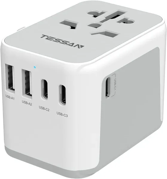 Universal Travel Adapter International Power Adapter 5.6A 3 USB C 2 USB A Ports 