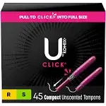 U By Kotex Click Tampons, Compact, Regular/Super, Unscented - 45 tampons