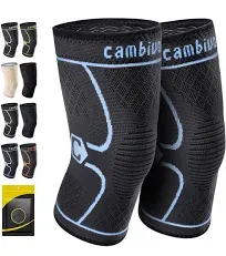 CAMBIVO 2 Pack Knee Brace, Knee Compression Sleeve Support for Men and Women, Knee Pads for Running, Hiking, Meniscus Tear, Arthritis,Joint Pain Relief (Slate Blue,Small)