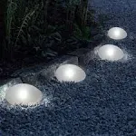 Solar Garden Lights Outdoor Set of 4 Plastic Pebble Shape Decorative Rock Lig...