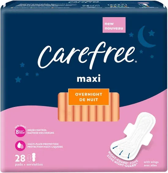 Carefree Maxi Overnight Pads with Wings