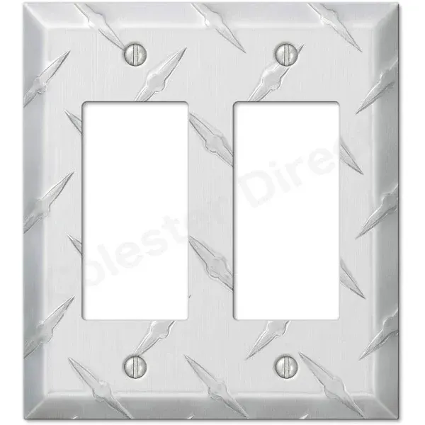 Diamond Plate Aluminum Wall Switch Plate Outlet Cover Toggle Rocker GFI Garage Rocker- Double