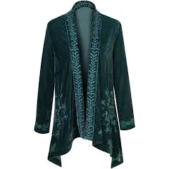 Floral Embroidered Velvet Kimono Cardigan