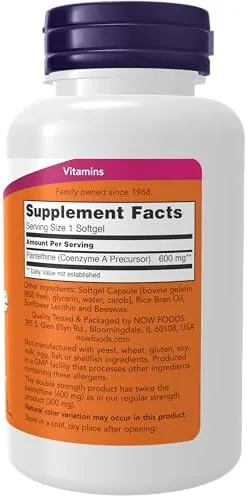 Now Foods Pantethine - 600 mg - 60 Softgels