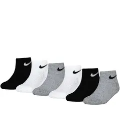 Nike Kids Cushioned Ankle Socks Size 7C-10C in Black/White/Gr<wbr/>ay 6 Pairs