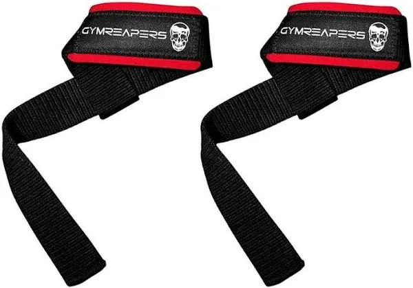 Gymreapers Lifting Straps | Premium Padded Weightlifting Straps - Red/Black