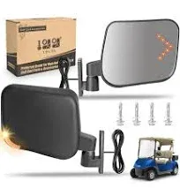 10L0L Golf Cart Side Rear View Mirror Set With Turn Signals Compactible with Car