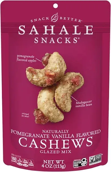 Sahale Snacks Pomegranate Vanilla Flavored Cashews Glazed Mix, 1.5 oz