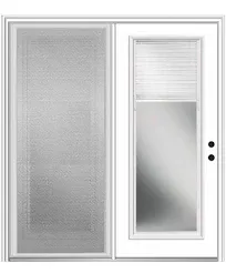 MMI Door 81.75 in. Primed Fiberglass Prehung Left Hand Internal Blinds Clear Glass Full Lite hinged Patio Door w/ Screen