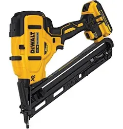 DEWALT 20V MAX Finish Nailer Kit, Angled, 15GA, Battery, Charger &amp; Bag