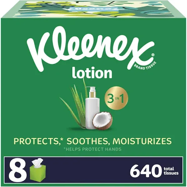 Kleenex Soothing Lotion Coconut Oil + Aloe 3-ply Carton Tissues