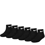 Nike Kids' 6 Pack Youth X-Small Cushioned Ankle Socks (Black)