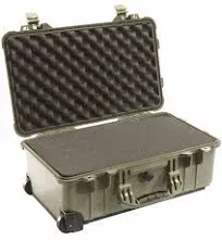 OD Green &amp; Tan Pelican 1510 case with grey dividers &amp; mesh lid organizer.