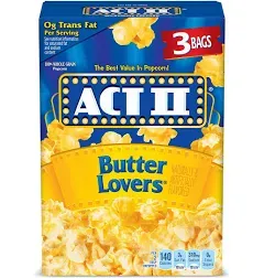 Act II Butter Lovers Microwave Popcorn