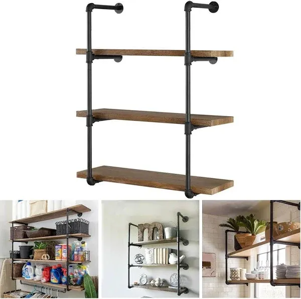 Industrial Pipe Shelving Wall Mounted Rustic Floating Shelves Iron Shelves for W