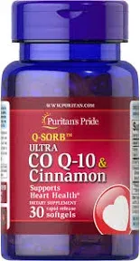 Q-SORB Ultra Co Q-10 200 mg &amp; Cinnamon 1000 mg-30 Rapid Release Softgels