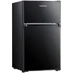 Upstreman 3.1 Cu.Ft Mini Fridge with Freezer, Double Door Mini Fridge,Black