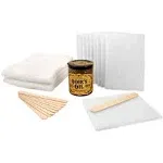 Odies Oil Starter Kit with Odies Oil 9 Ounce Jar 10 Non-Woven White Applicator Pads 2 Terry Cloth Buffing Towels and 10 Wooden Stirring Sticks