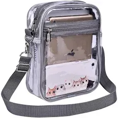  Clear Purse Stadium Clear Messenger Bag Stadium Approved for Men Grey Small