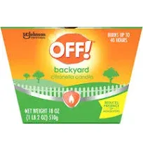 OFF! Scented Citronella Candle, 18 oz, 1 CT, Backyard Outdoor Candle, Burn Time up to 40 Hours, Provides Ambiance and a Gentle Glow for Outdoor Occasions