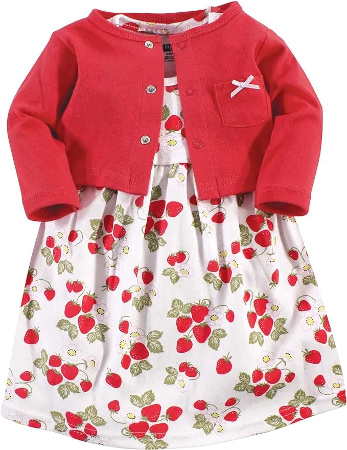 Hudson Baby Baby Girls' Cotton Dress and Cardigan Set