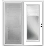 MMI DOOR Internal Mini Blinds 60-in x 80-in x 4-9/16-in Jamb Dual-pane Blinds Between The Glass Primed Fiberglass Center-hinged Left-Hand Inswing