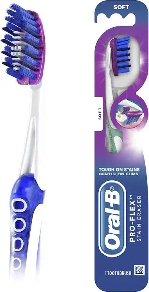 Oral-B Pro Flex Stain Eraser Soft Bristle Manual Toothbrush New