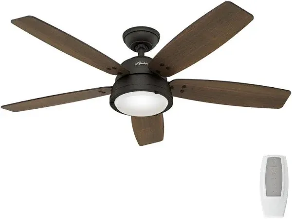 Hunter Channelside 52 in. LED Indoor/Outdoor Noble Bronze Ceiling Fan with Remote Control