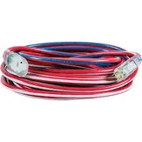 Southwire 25 Ft. 12/3 Indoor/Outdoor Red, White, &amp; Blue Striped Patriotic