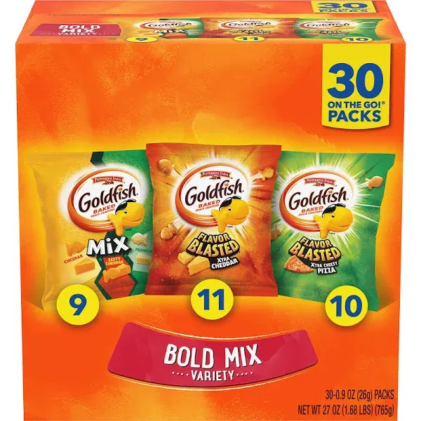 Goldfish Baked Snack Crackers Bold Mix Variety 30 Packs