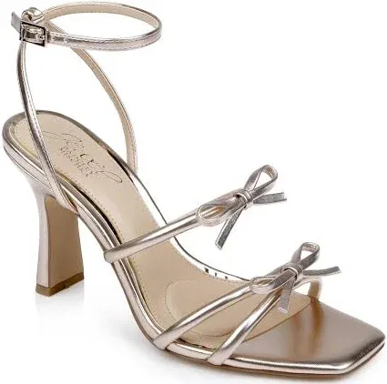 Jewel Badgley Mischka Kiyomi II Metallic Delicate Sandal with Bow Straps