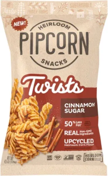 Pipcorn Twists Snacks, Cinnamon Sugar (4.5 oz)