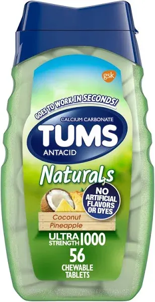 Tums Naturals Ultra Strength Antacid Chewable - Black Cherry Watermelon 56 6/25