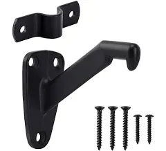 HOME MASTER HARDWARE Hand Rail Bracket, Heavy Duty Stair Support for Home or Office Stairways Handrail, Matte Black 6 Pack