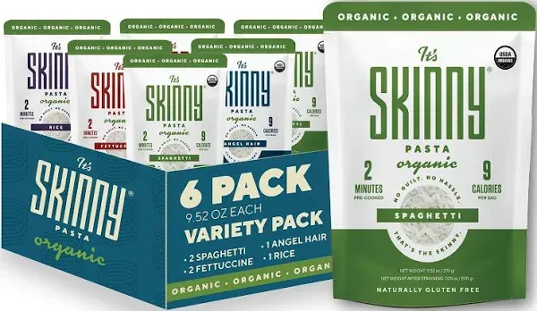 Its Skinny Pasta 6-Variety Pack Pre-Cooked Pasta High Fiber & Gluten Free Pasta Low Calorie Low Carb Konjac Shirataki Noodles