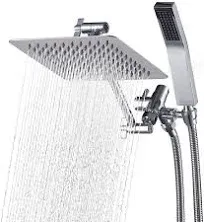 G-Promise All Metal Dual Square Shower Head Combo | 8&#034; Rain Shower Head |...