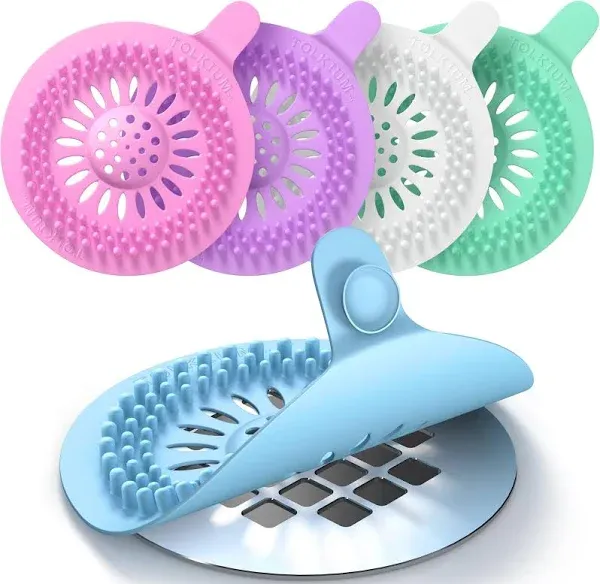 Vibrant Drain Hair Catcher 5-Pack - Durable Silicone Like Shower Drain Cover Hair Catcher for Bath, Sink, Shower, and Bathtub - Home Essentials Drain Cover to Help Prevent Clogging