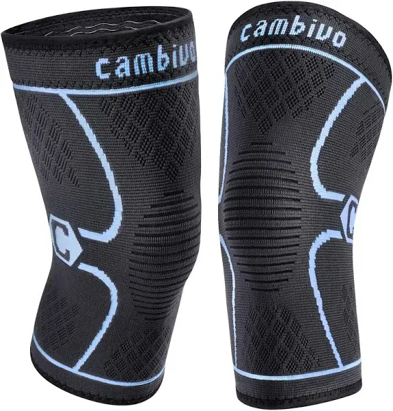 CAMBIVO 2 Pack Knee Brace, Knee Compression Sleeve for Men and, Black,Xxx-Large