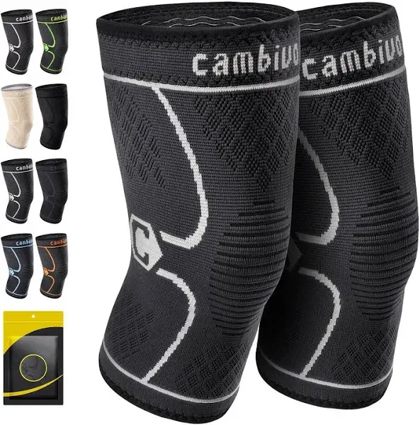 CAMBIVO 2 Pack Knee Brace, Knee Compression Sleeve for Men and Women, Knee Support for Running, Workout, Gym, Hiking, Sports