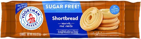 Voortman Bakery Cookies, Sugar Free, Shortbread - 8 oz