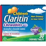 Claritin Children&#039;s Chewables 5mg Grape 30 Tablets, NEW FREE SHIP 05/25 OR LATER