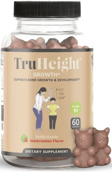 TruHeight Gummies (Grape) Natural Height Growth Supplement for Kids & Teens - Pediatric Recommended with Ashwaganda & Calcium - Height Increase Maximizer Vitamins, Bone Strength, Grow Taller, Ages 5+