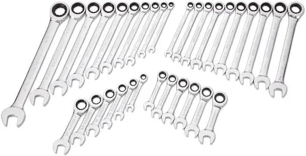 SAE/Metric 72-Tooth Combination Ratcheting Wrench Tool Set (32-Piece)