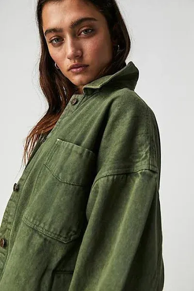 Free People: Madison City Twill Jacket - Warm Camel