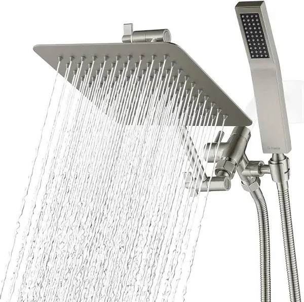 8” Rain Shower Head with Handheld Combo Square Dual Rainfall Shower Head with Ha